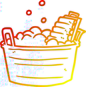 warm gradient line drawing old laundry washboard and bucket vector