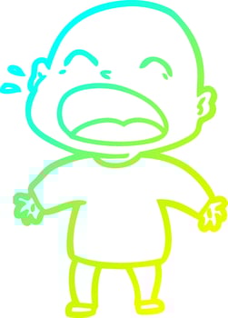 cold gradient line drawing cartoon shouting bald man vector