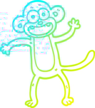 cold gradient line drawing cartoon crazy monkey vector