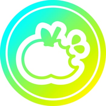 bitten apple circular in cold gradient spectrum vector