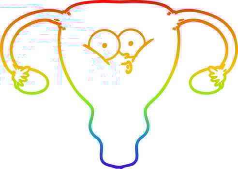 rainbow gradient line drawing cartoon uterus vector