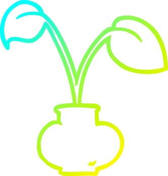 cold gradient line drawing house plant vector