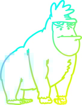 cold gradient line drawing cartoon gorilla vector