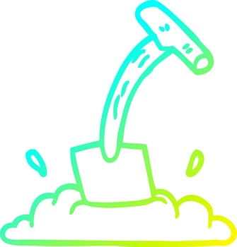cold gradient line drawing cartoon spade vector