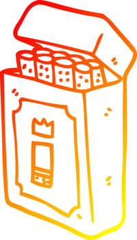 warm gradient line drawing cartoon pack of cigarettes vector