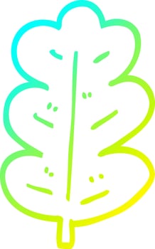 cold gradient line drawing cartoon oak leaf vector