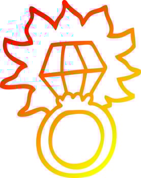 warm gradient line drawing cartoon diamond ring vector