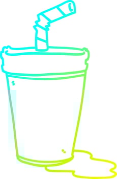 cold gradient line drawing cartoon soda cup vector