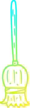 cold gradient line drawing cartoon broom vector