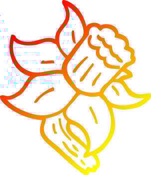 warm gradient line drawing cartoon daffodil vector