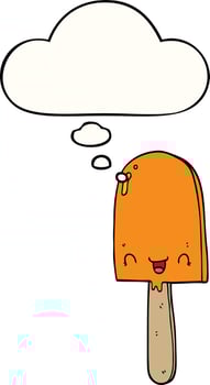 cartoon ice lolly and thought bubble vector