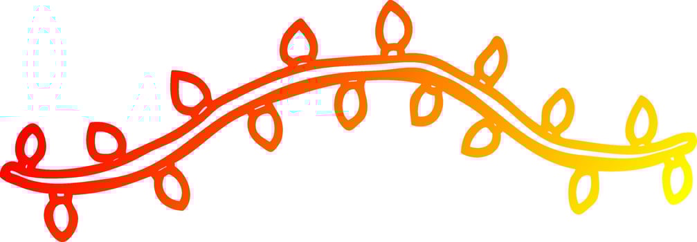 warm gradient line drawing cartoon vine with leaves vector