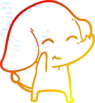 warm gradient line drawing cute cartoon elephant vector