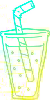cold gradient line drawing cartoon fizzy drink vector