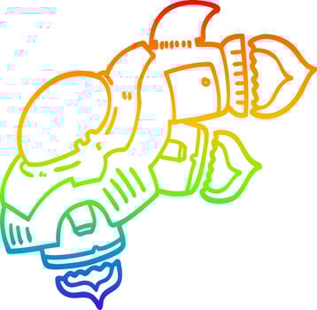 rainbow gradient line drawing cartoon space ship vector