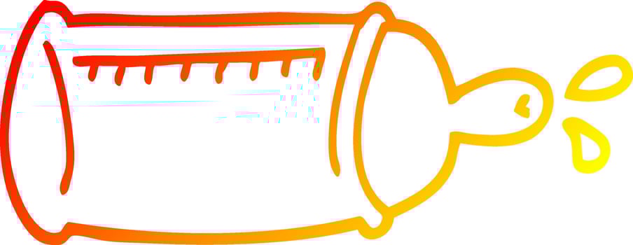 warm gradient line drawing cartoon baby bottle vector