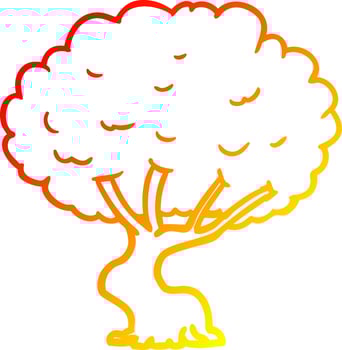 warm gradient line drawing Cartoon tree vector
