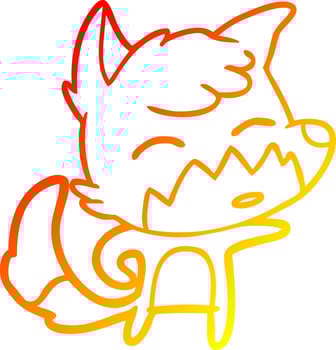 warm gradient line drawing cartoon fox vector