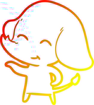 warm gradient line drawing cute cartoon elephant vector