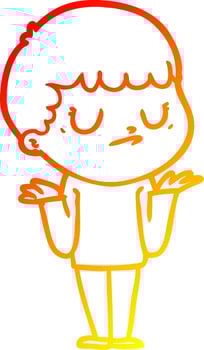 warm gradient line drawing cartoon grumpy boy vector