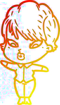 warm gradient line drawing cartoon woman vector