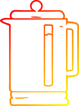 warm gradient line drawing cartoon electric kettle vector