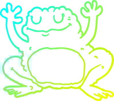 cold gradient line drawing cartoon frog vector