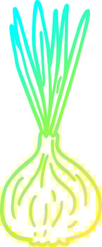cold gradient line drawing cartoon sprouting onion vector