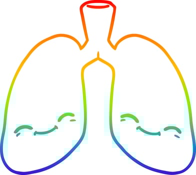 rainbow gradient line drawing cartoon lungs vector