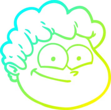 cold gradient line drawing cartoon male face vector