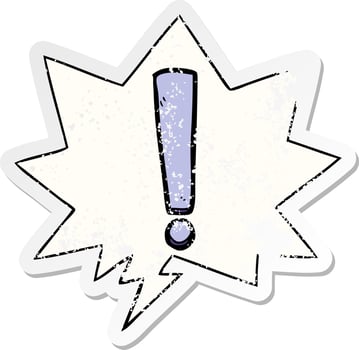 cartoon exclamation mark and speech bubble distressed sticker vector