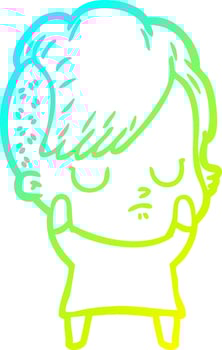 cold gradient line drawing cartoon woman vector