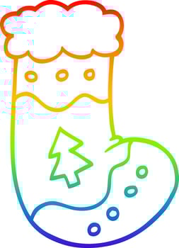 rainbow gradient line drawing cartoon christmas stockings vector