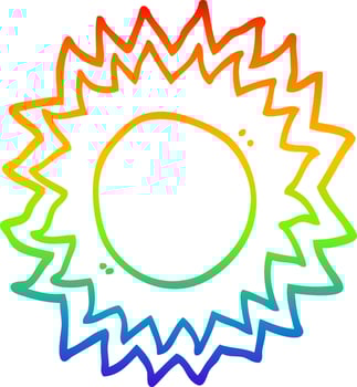 rainbow gradient line drawing cartoon sun vector