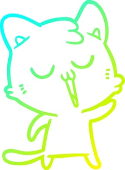 cold gradient line drawing cartoon cat singing vector