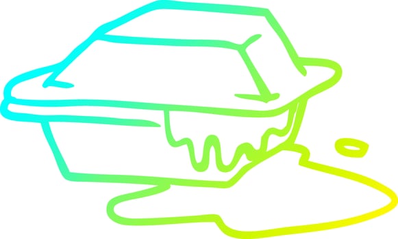 cold gradient line drawing cartoon cheesy takeout vector