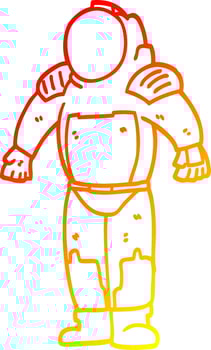 warm gradient line drawing cartoon space man vector