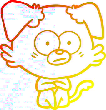 warm gradient line drawing nervous dog cartoon vector