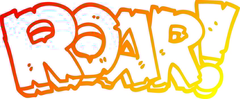 warm gradient line drawing cartoon roar text vector