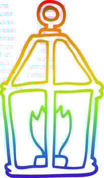 rainbow gradient line drawing cartoon lantern vector