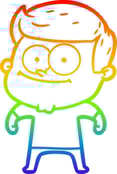 rainbow gradient line drawing cartoon happy man vector