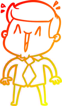 warm gradient line drawing cartoon happy man vector
