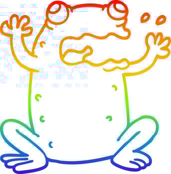 rainbow gradient line drawing cartoon crazy frog vector