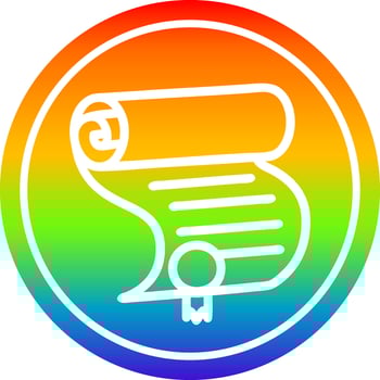 diploma certificate circular in rainbow spectrum vector