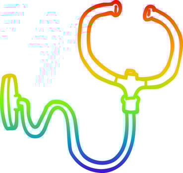 rainbow gradient line drawing cartoon stethoscope vector