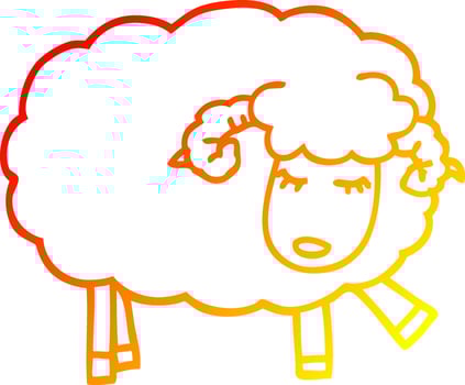 warm gradient line drawing cartoon cute sheep vector