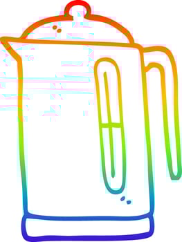 rainbow gradient line drawing cartoon kettle vector