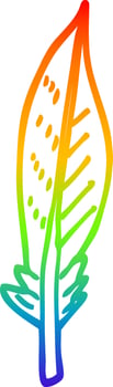 rainbow gradient line drawing cartoon golden feather vector