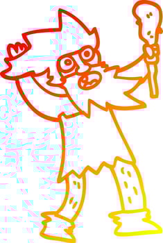 warm gradient line drawing cartoon crazy caveman vector