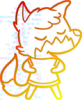 warm gradient line drawing friendly cartoon fox vector
